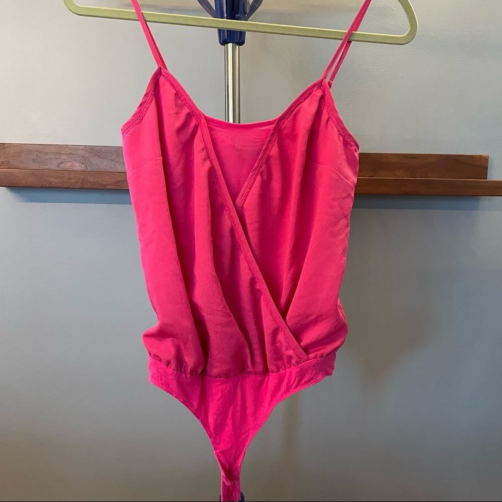 Bebe strappy sheer v neck bodysuit